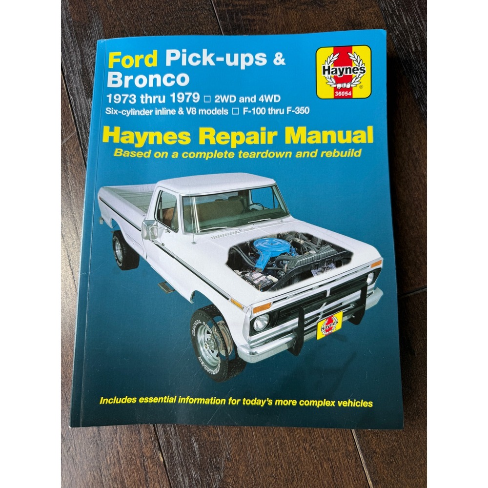 Haynes Repair Manual Ford Pick-ups Bronco 1973-1979 Blue DIY Guide mechanic cars